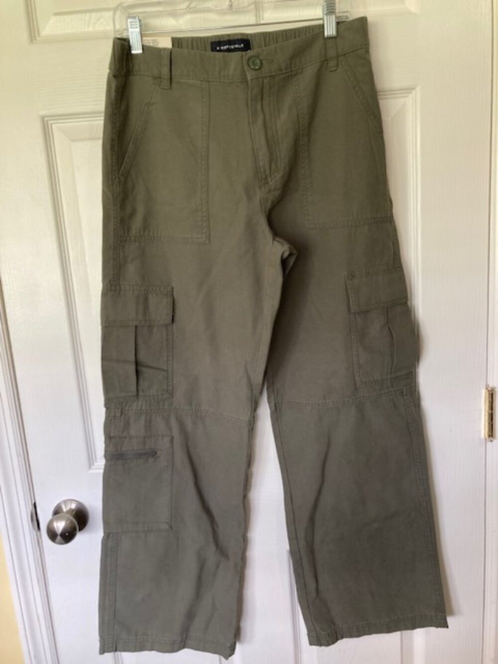 Aero Aeropostale Utility Cargo Pants M New Green Mid Rise Straight Relaxed Y2K